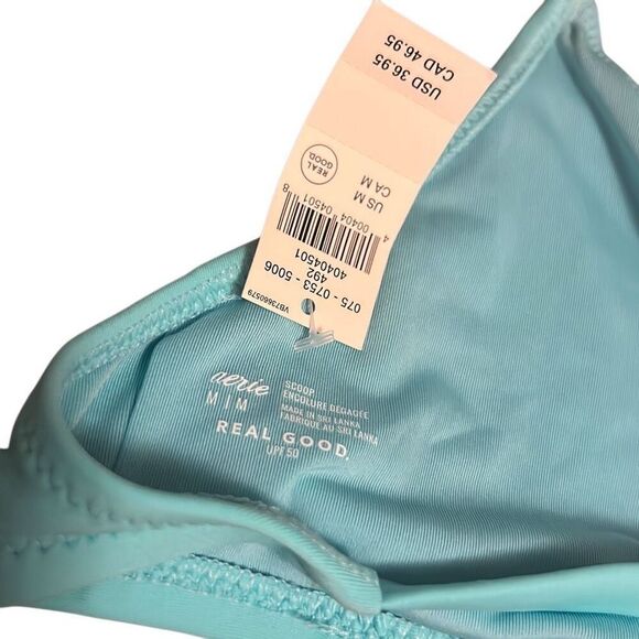 Aerie Bikini‎ Top & Bottom Set Blue Studded Tie Halter Swimsuit - Picture 6 of 8